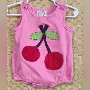 Pink Cherries Boutique Onesie (Bubble?) Size 6 Months Applique Snap Closure